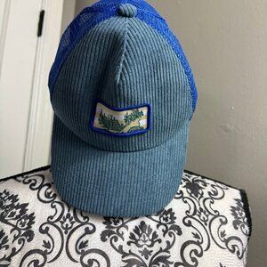 Nordstrom BP blue corduroy mountain patch trucker hat casual